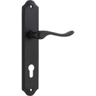 Door Lever Stirling Shouldered Euro Pair Matt Black CTC85mm H250xW48xP64mm in Matt Black