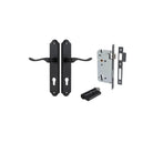 Door Lever Stirling Shouldered Euro Pair Matt Black CTC85mm H250xW48xP64mm Entrance Kit Mortice Lock Euro Matt Black CTC85mm Backset 60mm, Euro Cylinder Dual Function 5 Pin Matt Black L65mm KA1 in Matt Black