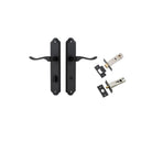 Door Lever Stirling Shouldered Privacy Pair Matt Black CTC85mm H250xW48xP64mm Privacy Kit Tube Latch Split Cam 'T' Striker Matt Black Backset 60mm, Privacy Bolt Round Bolt Matt Black Backset 60mm in Matt Black
