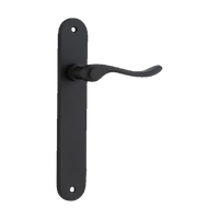 Door Lever Stirling Oval Latch Pair Matt Black H240xW40xP64mm in Matt Black