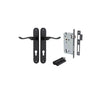 Door Lever Stirling Oval Euro Pair Matt Black CTC85mm H240xW40xP64mm Entrance Kit Mortice Lock Euro Matt Black CTC85mm Backset 60mm, Euro Cylinder Dual Function 5 Pin Matt Black L65mm KA1 in Matt Black