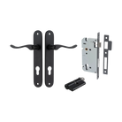 Door Lever Stirling Oval Euro Pair Matt Black CTC85mm H240xW40xP64mm Entrance Kit Mortice Lock Euro Matt Black CTC85mm Backset 60mm, Euro Cylinder Dual Function 5 Pin Matt Black L65mm KA1 in Matt Black