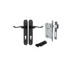 Door Lever Stirling Oval Euro Pair Matt Black CTC85mm H240xW40xP64mm Entrance Kit Mortice Lock Euro Matt Black CTC85mm Backset 60mm, Euro Cylinder Key Thumb 6 Pin Matt Black L70mm KA1 in Matt Black