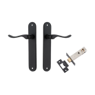 Door Lever Stirling Oval Latch Pair Matt Black H240xW40xP64mm Passage Kit Tube Latch Split Cam 'T' Striker Matt Black Backset 60mm in Matt Black