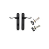 Door Lever Stirling Oval Privacy Pair Matt Black CTC85mm H240xW40xP64mm Privacy Kit Tube Latch Split Cam 'T' Striker Matt Black Backset 60mm, Privacy Bolt Round Bolt Matt Black Backset 60mm in Matt Black