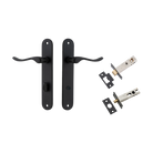 Door Lever Stirling Oval Privacy Pair Matt Black CTC85mm H240xW40xP64mm Privacy Kit Tube Latch Split Cam 'T' Striker Matt Black Backset 60mm, Privacy Bolt Round Bolt Matt Black Backset 60mm in Matt Black