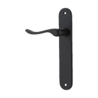Door Lever Stirling Oval Latch Left Hand Fixed Matt Black L116xP62mm BPH240xW40mm in Matt Black
