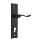 Door Lever Stirling Stepped Euro Pair Matt Black CTC85mm H237xW50xP64mm in Matt Black