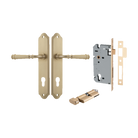 Door Lever Verona Shouldered Euro Brushed Brass CTC85mm H240xW50xP59mm Entrance Kit Mortice Lock Euro Brushed Brass CTC85mm Backset 60mm, Euro Cylinder Key Thumb 6 Pin Brushed Brass L70mm  
 KA1 in Brushed Brass