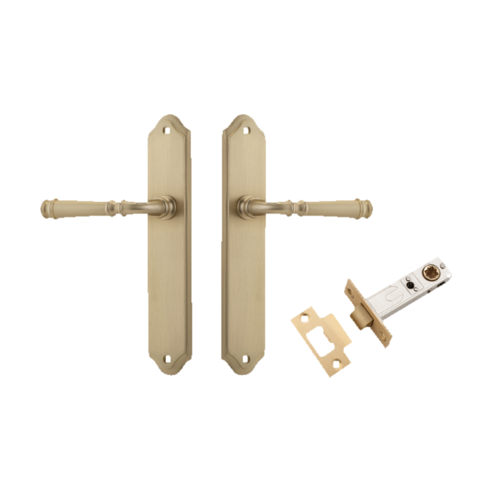 Door Lever Verona Shouldered Latch Brushed Brass H240xW50xP59mm Passage Kit Tube Latch Split Cam 'T' Striker Brushed Brass Backset 60mm in Brushed Brass
