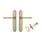 Door Lever Verona Shouldered Latch Brushed Brass H240xW50xP59mm Passage Kit Tube Latch Split Cam 'T' Striker Brushed Brass Backset 60mm in Brushed Brass