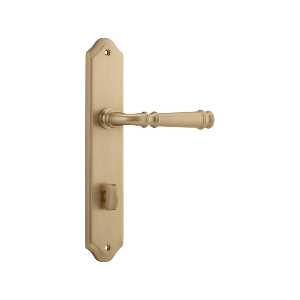 Door Lever Verona Shouldered Privacy Brushed Brass CTC85mm H237xW50xP59mm in Brushed Brass