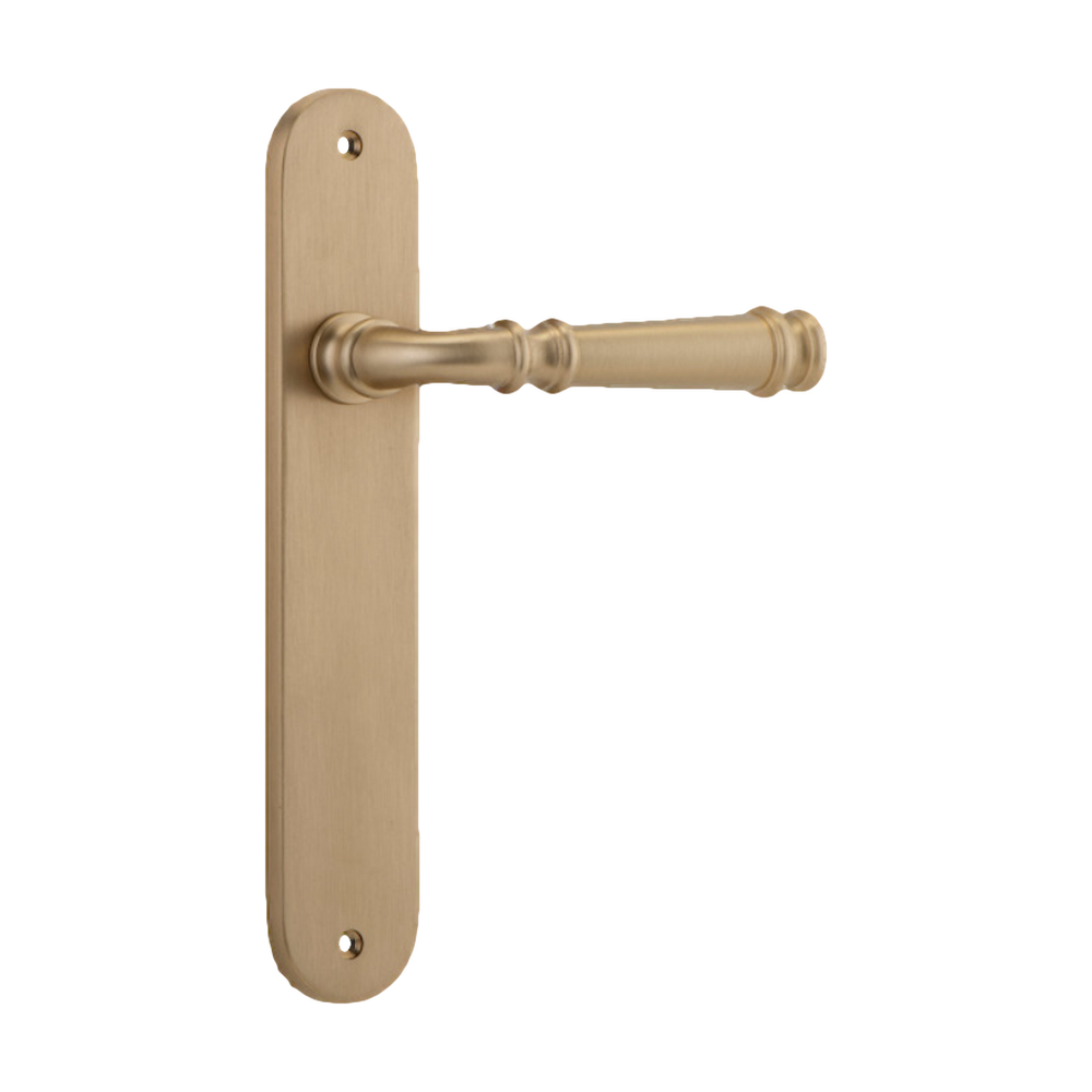 Door Lever Verona Oval Latch Brushed Brass H237xW50xP59mm in Brushed Brass