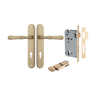 Door Lever Verona Oval Euro Brushed Brass CTC85mm H240xW40xP59mm Entrance Kit Mortice Lock Euro Brushed Brass CTC85mm Backset 60mm, Euro Cylinder Key Thumb 6 Pin Brushed Brass L70mm   
 KA1 in Brushed Brass