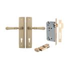 Pair of Iver Verona lever door handles on stepped backplate, showcasing sleek, modern architectural hardware design.