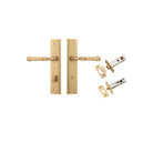 Door Lever Verona Stepped Privacy Brushed Brass CTC85mm H240xW50xP59mm Inbuilt Privacy Kit Tube Latch Split Cam 'T' Striker Brushed Brass Backset 60mm, Privacy Bolt Round Bolt Brushed Brass Backset 60mm in Brushed Brass