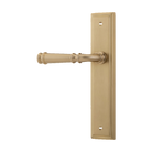 Pair of Iver Verona lever door handles on stepped backplates, showcasing sleek architectural hardware design.