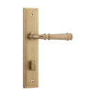 Pair of Iver Verona lever handles on stepped backplates, architectural hardware with a sleek, modern design.