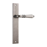 Door Lever Sarlat Rectangular Latch Pair Distressed Nickel L111xP53mm BPH240xW38mm in Distressed Nickel