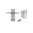 Door Lever Sarlat Rectangular Euro Distressed Nickel CTC85mm H240xW38xP55mm Entrance Kit, Mortice Lock Euro Distressed Nickel CTC85mm Backset 60mm, Euro Cylinder Dual Function 5 Pin Distressed Nickel L65mm KA1 in Distressed Nickel