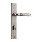 Door Lever Sarlat Rectangular Privacy Distressed Nickel CTC85mm H240xW38xP55mm in Distressed Nickel