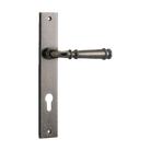 Door Lever Verona Rectangular Euro Distressed Nickel CTC85mm H237xW50xP59mm in Distressed Nickel