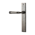 Door Lever Verona Rectangular Latch Left Hand Fixed Distressed Nickel L122xP56mm BPH240xW38mm in Distressed Nickel