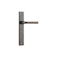 Door Lever Annecy Rectangular Latch Pair Distressed Nickel L117xP63mm BPH240xW38mm in Distressed Nickel