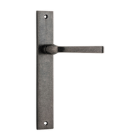 Door Lever Annecy Rectangular Latch Pair Distressed Nickel L117xP63mm BPH240xW38mm in Distressed Nickel