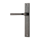 Door Lever Annecy Rectangular Latch Left Hand Fixed Distressed Nickel L117xP63mm BPH240xW38mm in Distressed Nickel