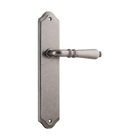 Door Lever Sarlat Shouldered Euro Distressed Nickel CTC85mm H250xW48xP57mm in Distressed Nickel