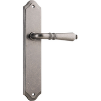 Door Lever Sarlat Shouldered Euro Distressed Nickel CTC85mm H250xW48xP57mm in Distressed Nickel