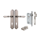 Door Lever Sarlat Shouldered Euro Distressed Nickel CTC85mm H250xW48xP57mm Entrance Kit Mortice Lock Euro Distressed Nickel CTC85mm Backset 60mm, Euro Cylinder Dual Function 5 Pin Distressed Nickel L65mm KA1 in Distressed Nickel