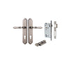 Door Lever Sarlat Shouldered Euro Distressed Nickel CTC85mm H250xW48xP57mm Entrance Kit Mortice Lock Euro Distressed Nickel CTC85mm Backset 60mm, Euro Cylinder Key Thumb 6 Pin Distressed Nickel L70mm KA1 in Distressed Nickel