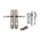 Door Lever Sarlat Shouldered Euro Distressed Nickel CTC85mm H250xW48xP57mm Entrance Kit Mortice Lock Euro Distressed Nickel CTC85mm Backset 60mm, Euro Cylinder Key Thumb 6 Pin Distressed Nickel L70mm KA1 in Distressed Nickel