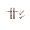 Door Lever Sarlat Shouldered Privacy Distressed Nickel CTC85mm H250xW48xP57mm Privacy Kit Tube Latch Split Cam 'T' Striker Distressed Nickel Backset 60mm, Privacy Bolt Round Bolt Distressed Nickel Backset 60mm in Distressed Nickel