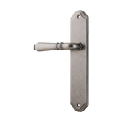 Door Lever Sarlat Shouldered Latch Left Hand Fixed Distressed Nickel L111xP55mm BPH250xW48mm in Distressed Nickel