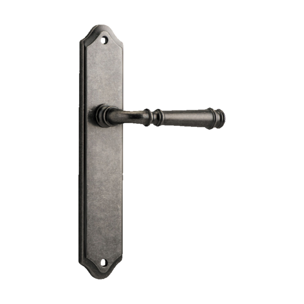 Door Lever Verona Shouldered Latch Distressed Nickel H237xW50xP59mm in Distressed Nickel