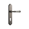Door Lever Verona Shouldered Euro Distressed Nickel CTC85mm H237xW50xP59mm in Distressed Nickel