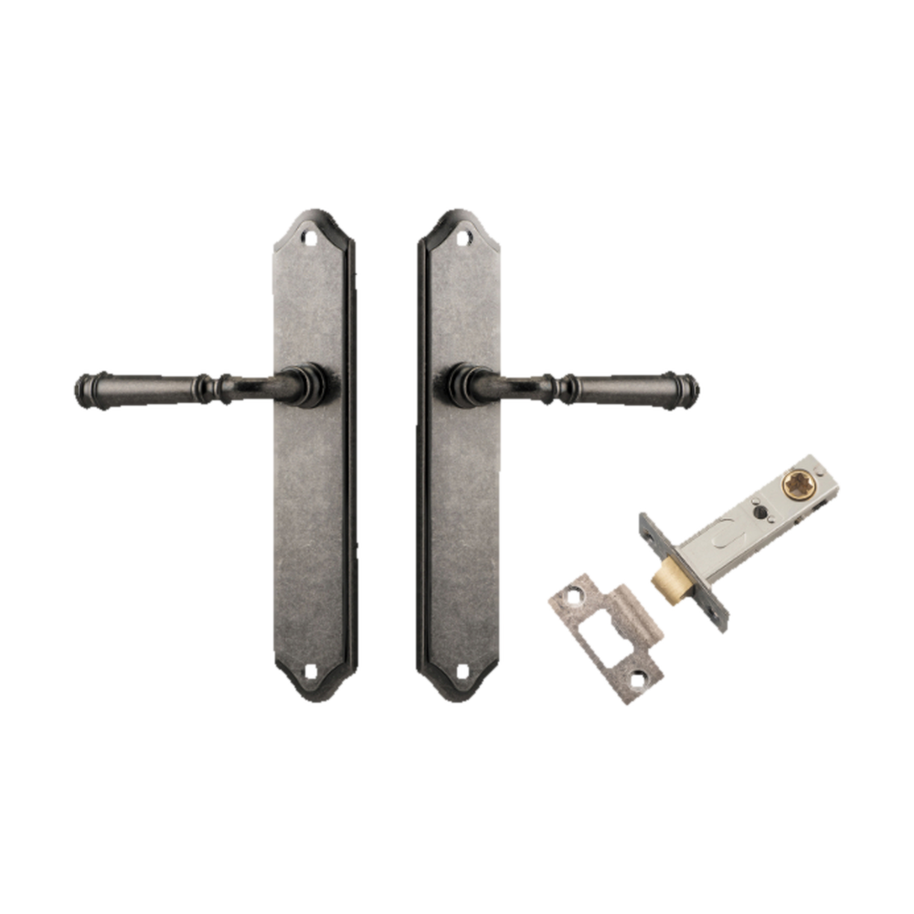 Door Lever Verona Shouldered Latch Distressed Nickel H240xW50xP59mm Passage Kit Tube Latch Split Cam 'T' Striker Distressed Nickel Backset 60mm in Distressed Nickel
