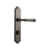 Door Lever Verona Shouldered Privacy Distressed Nickel CTC85mm H237xW50xP59mm in Distressed Nickel