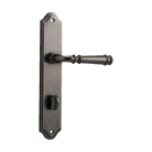 Door Lever Verona Shouldered Privacy Distressed Nickel CTC85mm H237xW50xP59mm in Distressed Nickel