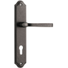 Door Lever Annecy Shouldered Euro Distressed Nickel CTC85mm H237xW50xP65mm in Distressed Nickel