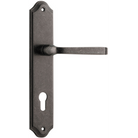 Door Lever Annecy Shouldered Euro Distressed Nickel CTC85mm H237xW50xP65mm in Distressed Nickel