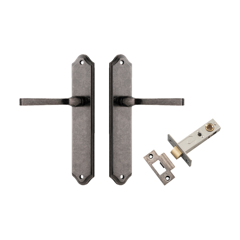 Door Lever Annecy Shouldered Latch Distressed Nickel H240xW50xP65mm Passage Kit Tube Latch Split Cam 'T' Striker Distressed Nickel Backset 60mm in Distressed Nickel