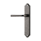 Door Lever Annecy Shouldered Latch Left Hand Fixed Distressed Nickel L117xP65mm BPH250xW48mm in Distressed Nickel