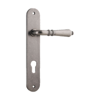 Door Lever Sarlat Oval Euro Distressed Nickel CTC85mm H230xW40xP55mm in Distressed Nickel