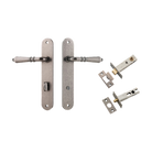Door Lever Sarlat Oval Privacy Distressed Nickel CTC85mm H240xW40xP55mm Privacy Kit Tube Latch Split Cam 'T' Striker Distressed Nickel Backset 60mm, Privacy Bolt Round Bolt Distressed Nickel Backset 60mm in Distressed Nickel