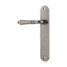 Door Lever Sarlat Oval Latch Left Hand Fixed Distressed Nickel L111xP53mm BPH240xW40mm in Distressed Nickel
