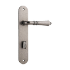 Door Lever Sarlat Oval Privacy Distressed Nickel CTC85mm H230xW40xP55mm in Distressed Nickel